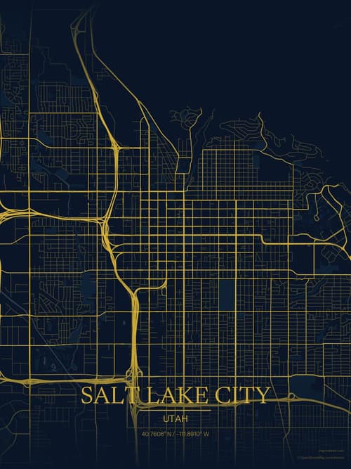Salt Lake City map art print in Brass Astrolabe — minimalist city map poster