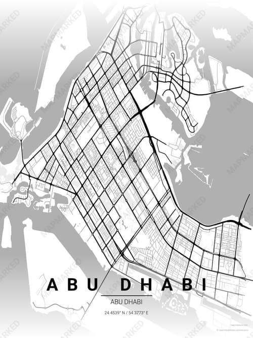 Abu Dhabi map art print in Chalk Gallery — minimalist city map poster