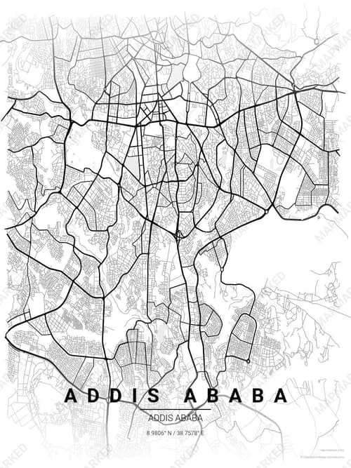 Addis Ababa map art print in Chalk Gallery — minimalist city map poster