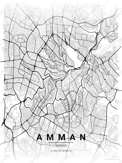 Amman map art print in Chalk Gallery — minimalist city map poster
