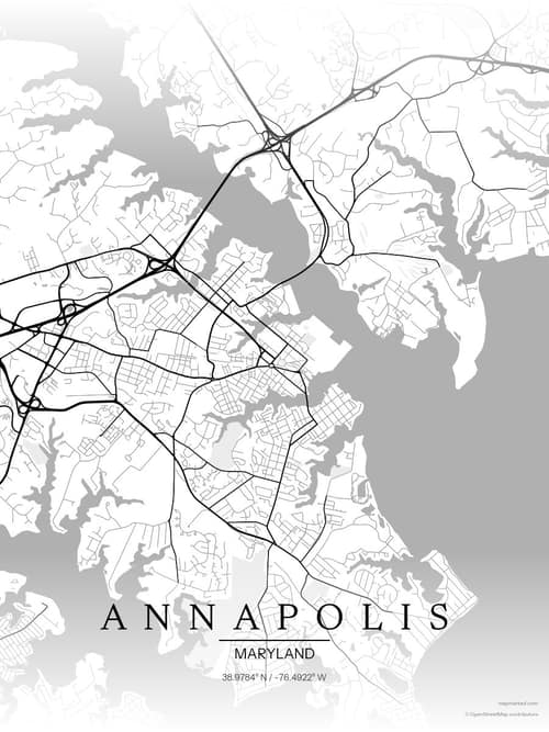 Annapolis map art print in Chalk Gallery — minimalist city map poster