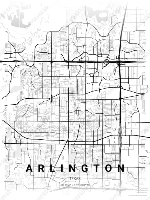 Arlington map art print in Chalk Gallery — minimalist city map poster