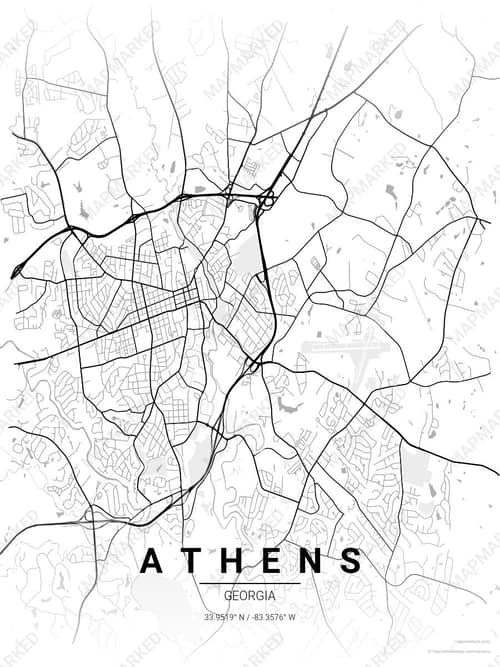 Athens map art print in Chalk Gallery — minimalist city map poster