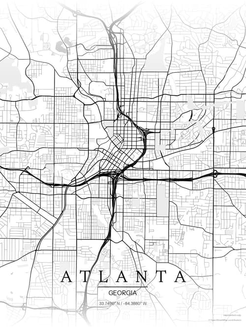Atlanta map art print in Chalk Gallery — minimalist city map poster