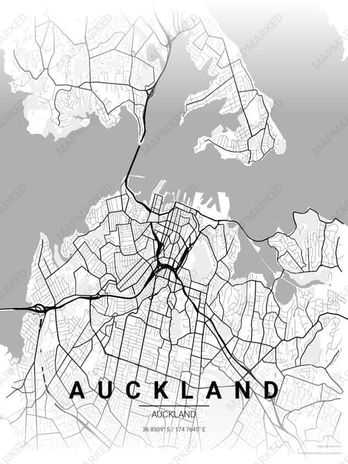 Auckland map art print in Chalk Gallery — minimalist city map poster