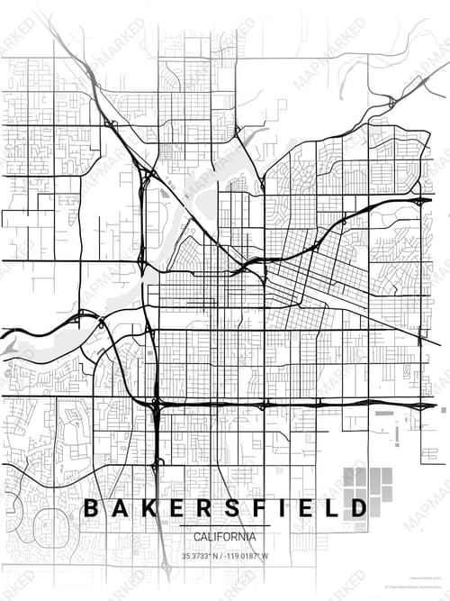 Bakersfield map art print in Chalk Gallery — minimalist city map poster