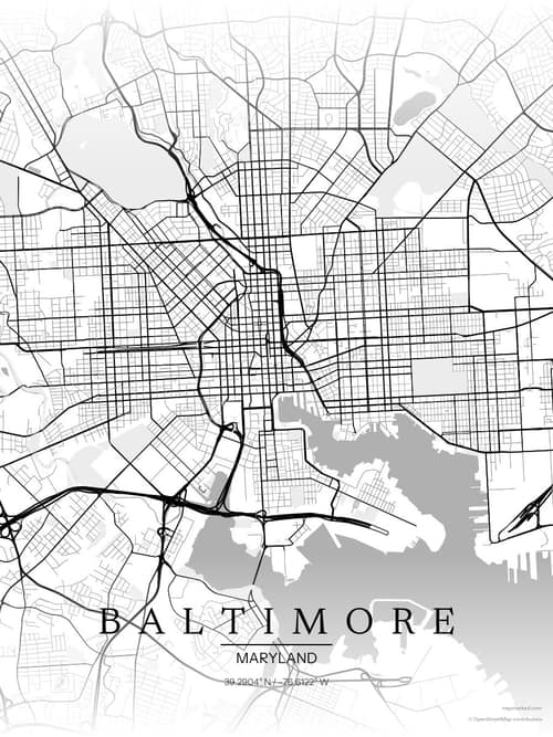 Baltimore map art print in Chalk Gallery — minimalist city map poster