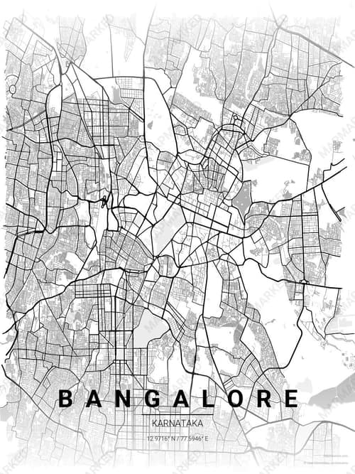 Bangalore map art print in Chalk Gallery — minimalist city map poster