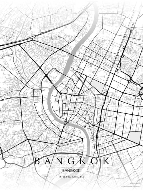 Bangkok map art print in Chalk Gallery — minimalist city map poster