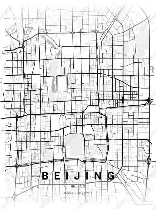 Beijing map art print in Chalk Gallery — minimalist city map poster