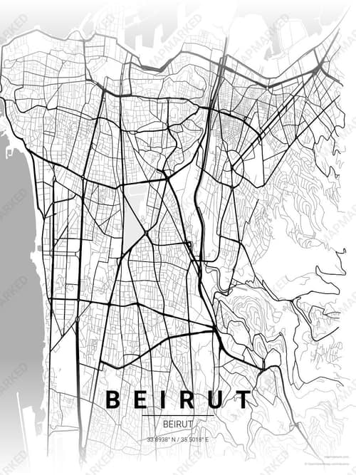 Beirut map art print in Chalk Gallery — minimalist city map poster