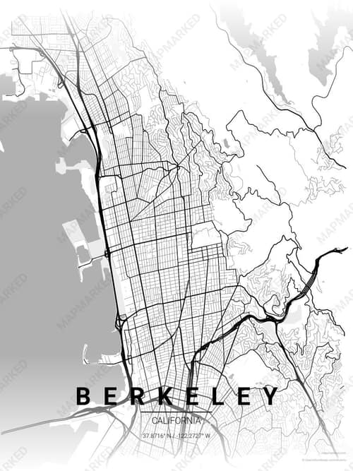 Berkeley map art print in Chalk Gallery — minimalist city map poster