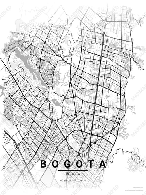 Bogota map art print in Chalk Gallery — minimalist city map poster