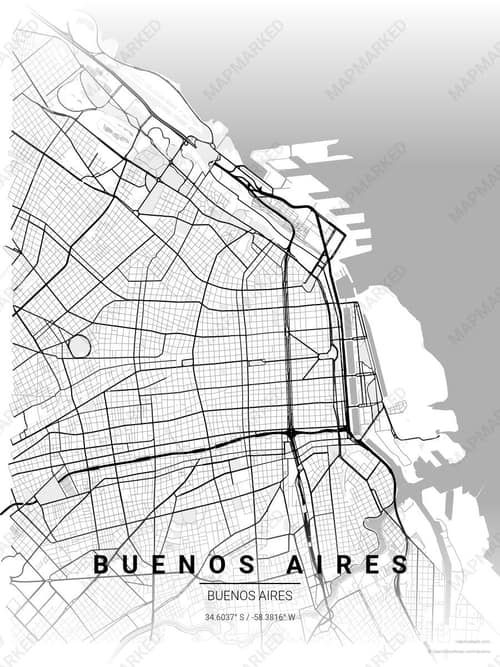 Buenos Aires map art print in Chalk Gallery — minimalist city map poster