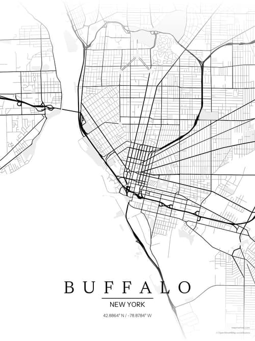 Buffalo map art print in Chalk Gallery — minimalist city map poster