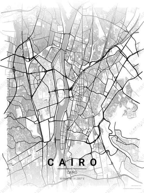 Cairo map art print in Chalk Gallery — minimalist city map poster