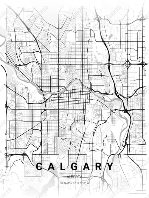 Calgary map art print in Chalk Gallery — minimalist city map poster