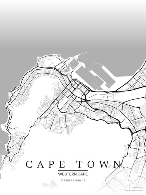 Cape Town map art print in Chalk Gallery — minimalist city map poster