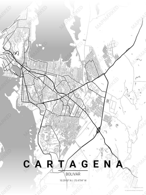 Cartagena map art print in Chalk Gallery — minimalist city map poster