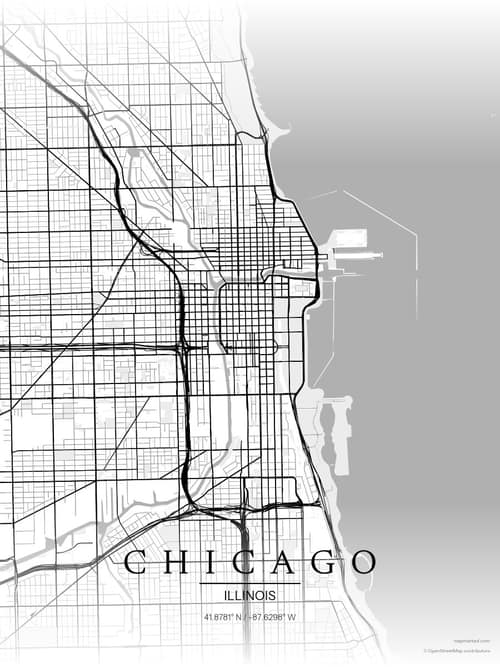 Chicago map art print in Chalk Gallery — minimalist city map poster