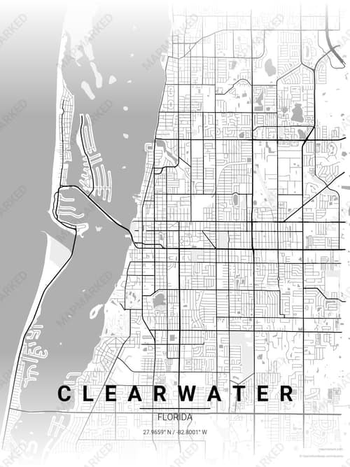 Clearwater map art print in Chalk Gallery — minimalist city map poster