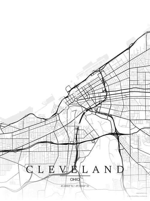 Cleveland map art print in Chalk Gallery — minimalist city map poster