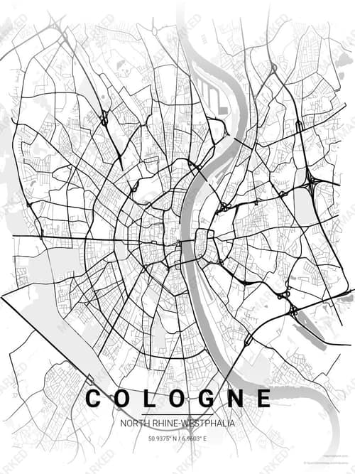 Cologne map art print in Chalk Gallery — minimalist city map poster