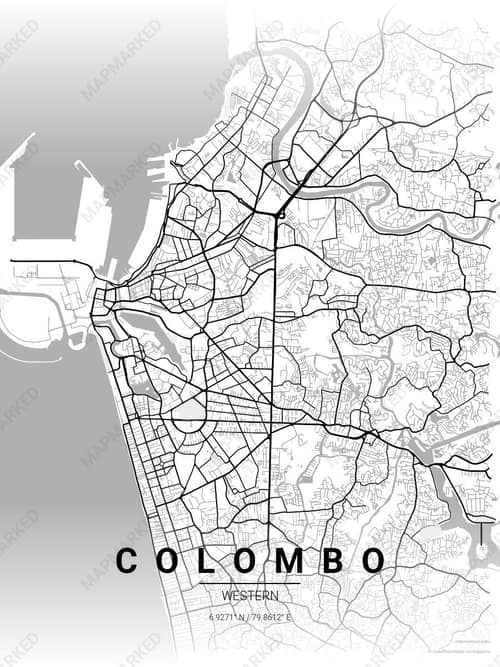 Colombo map art print in Chalk Gallery — minimalist city map poster