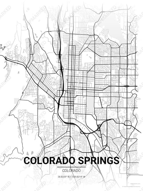 Colorado Springs map art print in Chalk Gallery — minimalist city map poster
