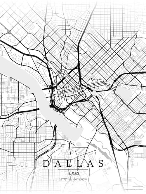 Dallas map art print in Chalk Gallery — minimalist city map poster