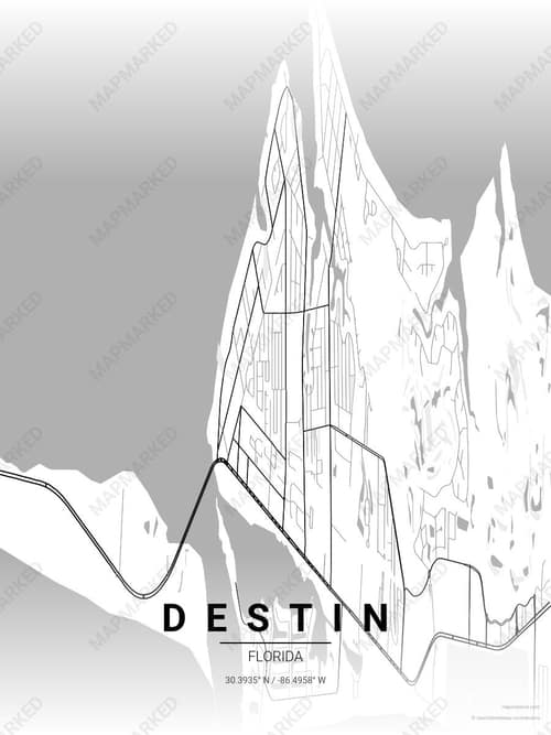 Destin map art print in Chalk Gallery — minimalist city map poster