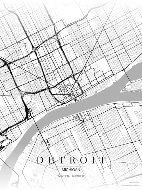 Detroit map art print in Chalk Gallery — minimalist city map poster