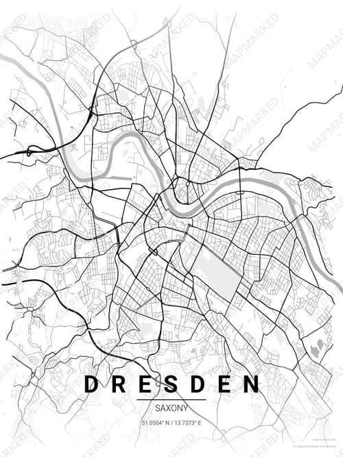 Dresden map art print in Chalk Gallery — minimalist city map poster