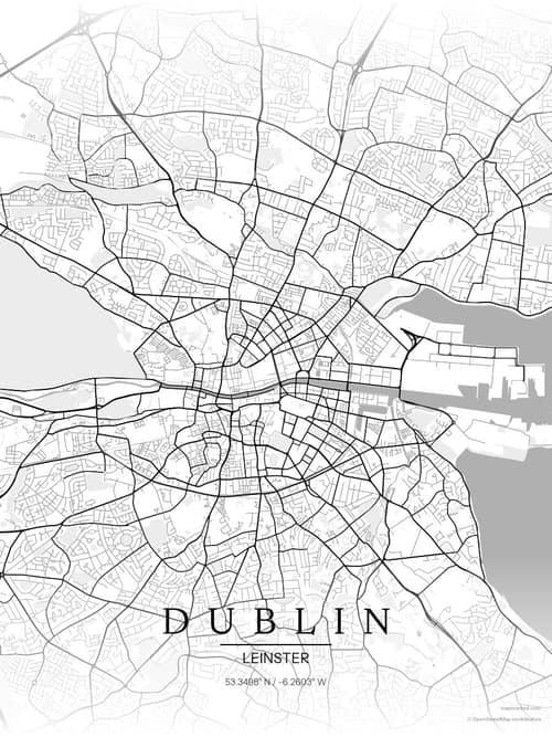 Dublin map art print in Chalk Gallery — minimalist city map poster