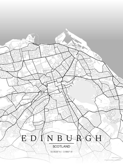 Edinburgh map art print in Chalk Gallery — minimalist city map poster