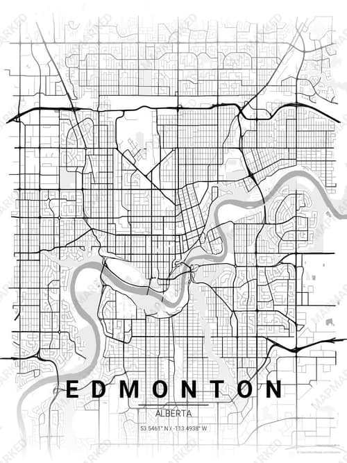 Edmonton map art print in Chalk Gallery — minimalist city map poster