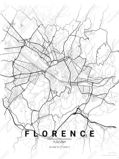 Florence map art print in Chalk Gallery — minimalist city map poster