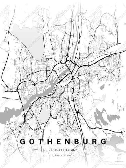 Gothenburg map art print in Chalk Gallery — minimalist city map poster