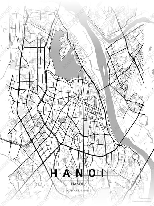 Hanoi map art print in Chalk Gallery — minimalist city map poster