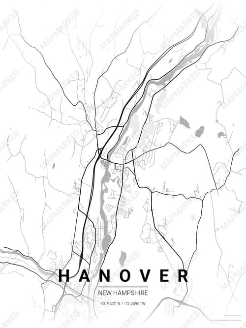 Hanover map art print in Chalk Gallery — minimalist city map poster