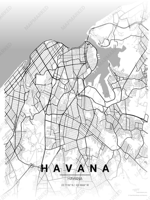 Havana map art print in Chalk Gallery — minimalist city map poster