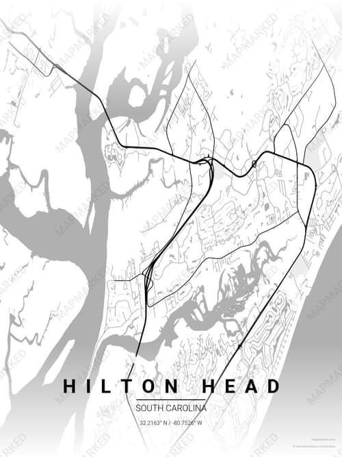 Hilton Head map art print in Chalk Gallery — minimalist city map poster