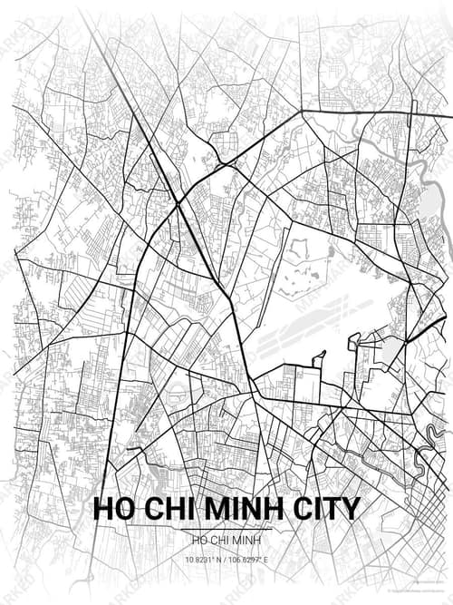 Ho Chi Minh City map art print in Chalk Gallery — minimalist city map poster