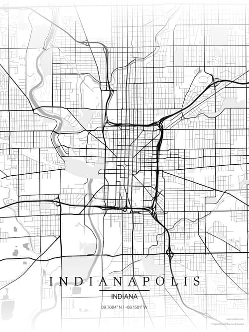 Indianapolis map art print in Chalk Gallery — minimalist city map poster