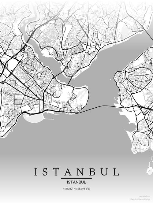 Istanbul map art print in Chalk Gallery — minimalist city map poster