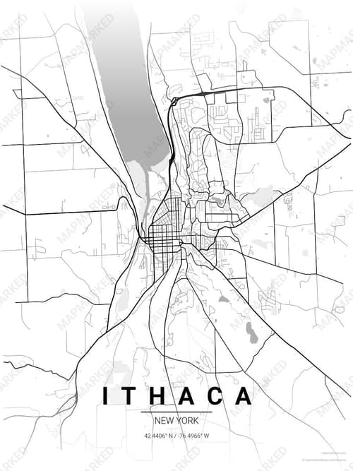 Ithaca map art print in Chalk Gallery — minimalist city map poster