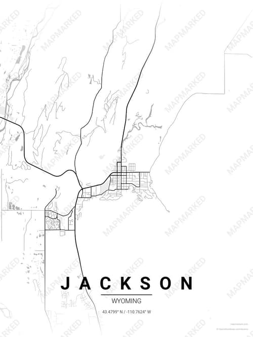Jackson map art print in Chalk Gallery — minimalist city map poster