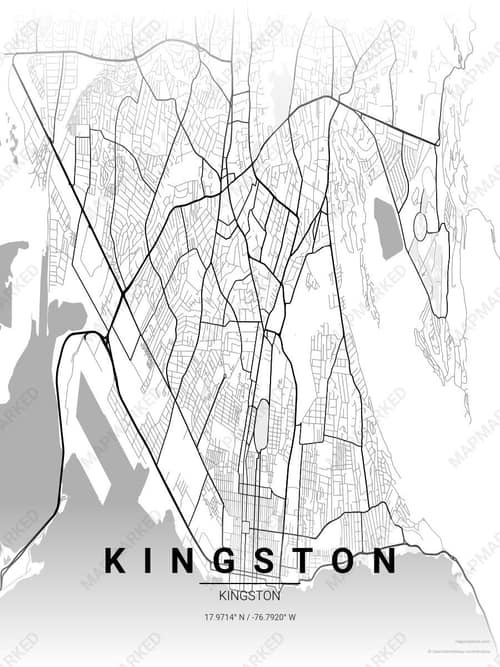 Kingston map art print in Chalk Gallery — minimalist city map poster