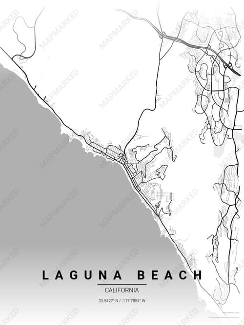 Laguna Beach map art print in Chalk Gallery — minimalist city map poster