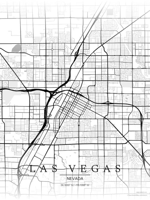 Las Vegas map art print in Chalk Gallery — minimalist city map poster